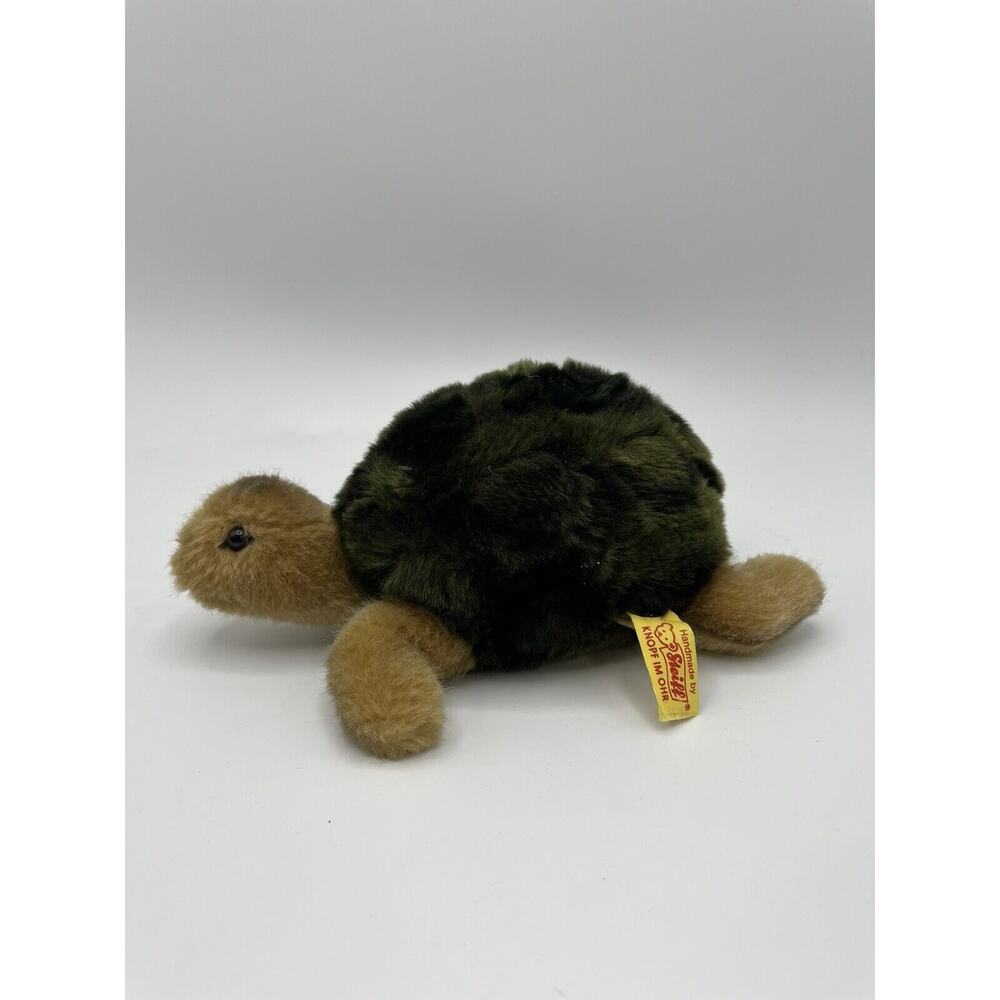 New Steiff Turtle Plush Slo Tortoise German Doll Stuffed Green Brown Animal 8"